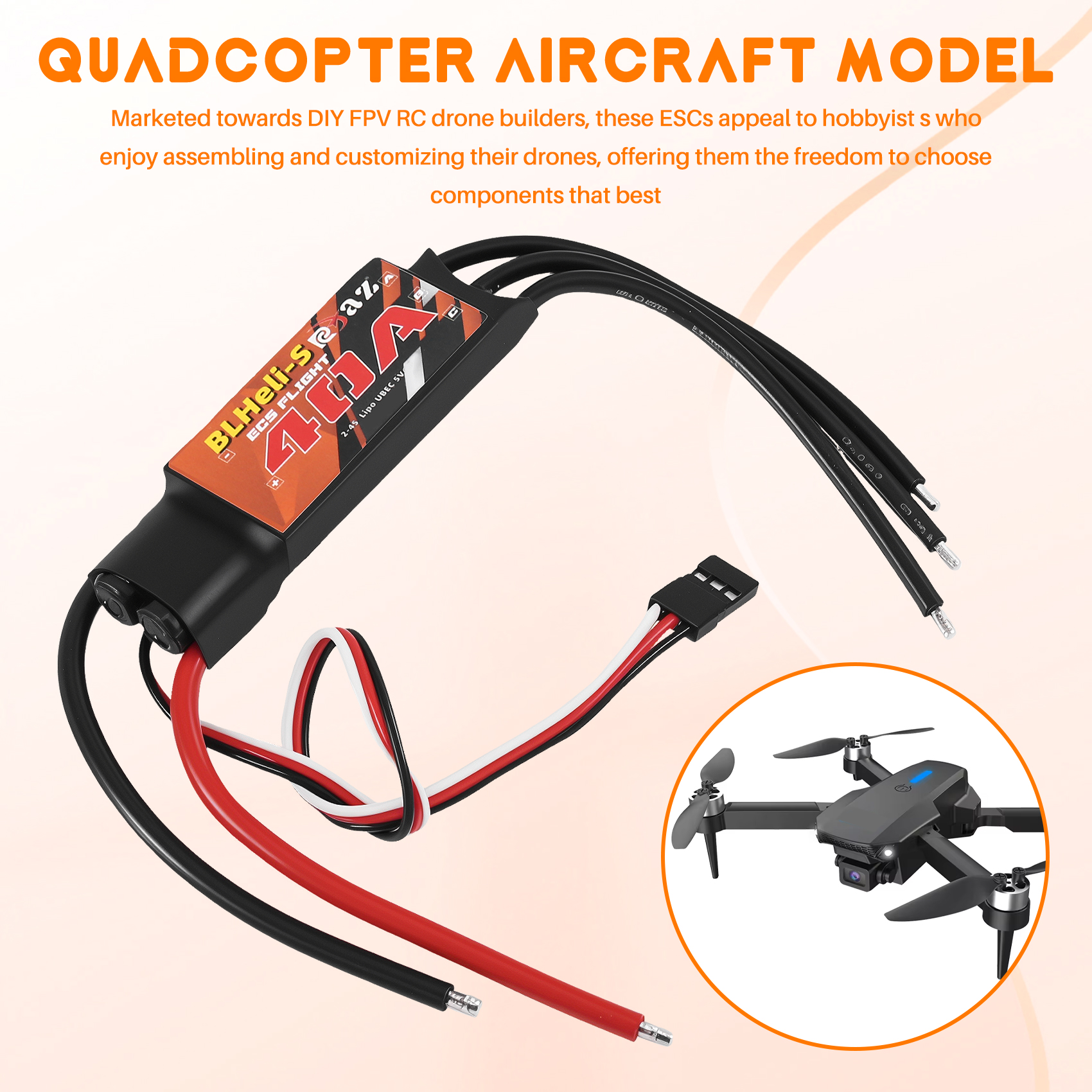Fpv Drone Esc - AS96-Blheli RC Brushless ESC 40A Fixed