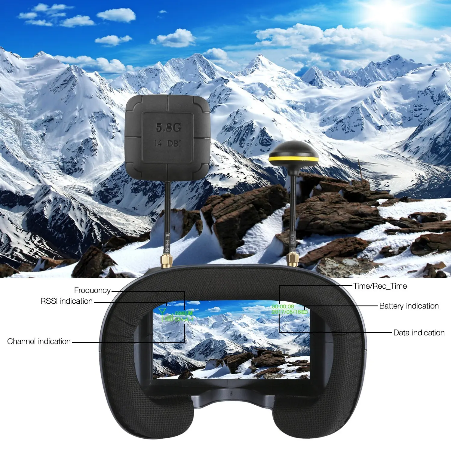 5.8G 40CH 4.3 Inch 800*480 Vid - Fpv Drone Goggles review and price