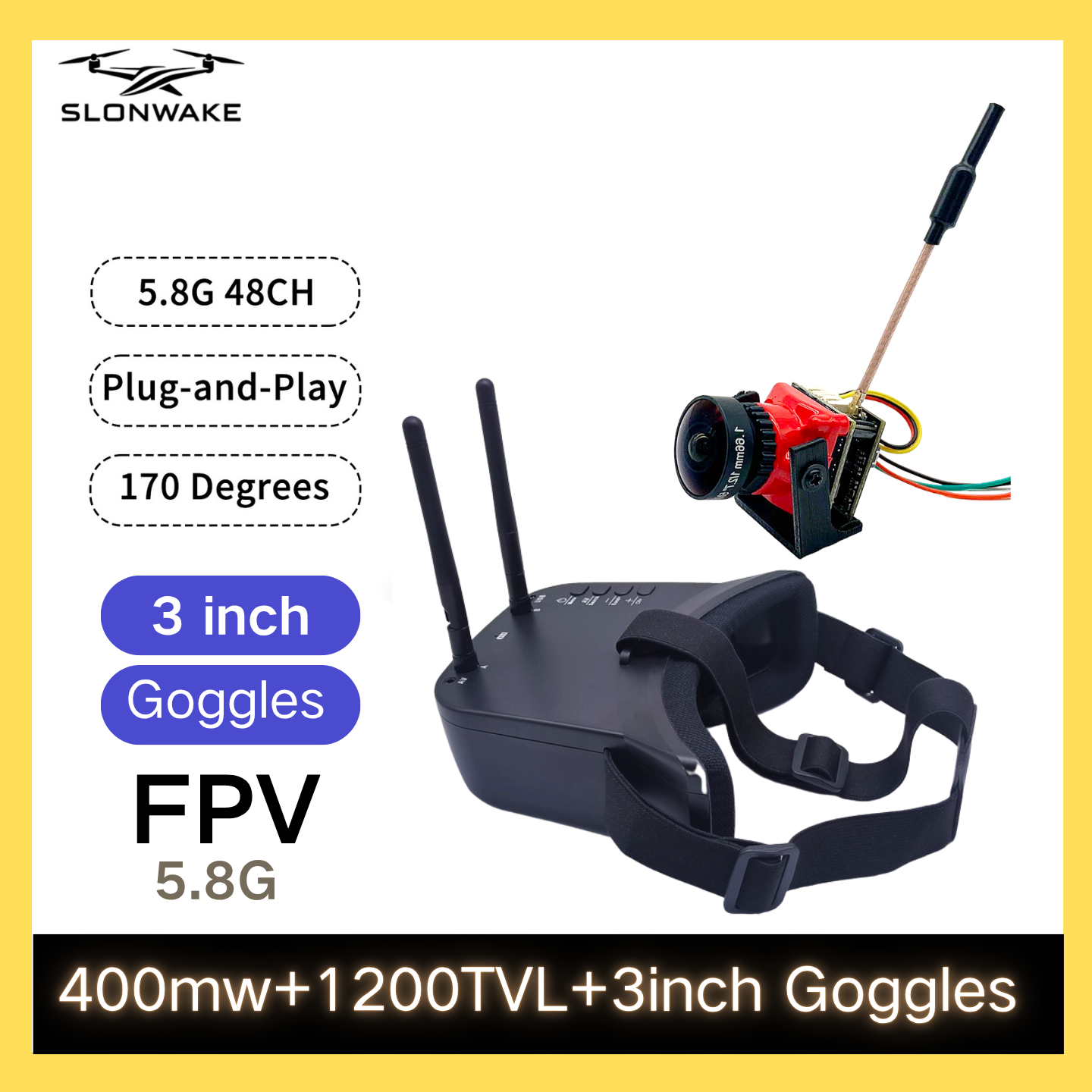 SLONWAKE 5.8G 48CH FPV 400mw V - Fpv Drone Receiver review and price